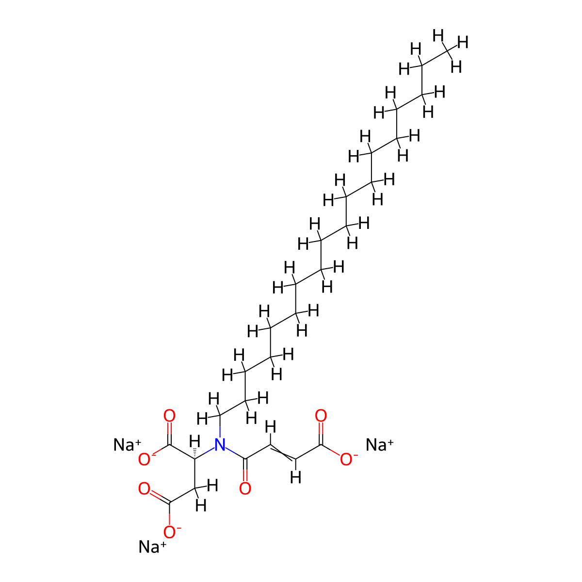 L-Aspartic acid, N-(3-carboxy-1-oxo-2-propen-1-yl)-N-octadecyl-, sodium salt (1:3) molecular structure, CAS 61894-02-8
