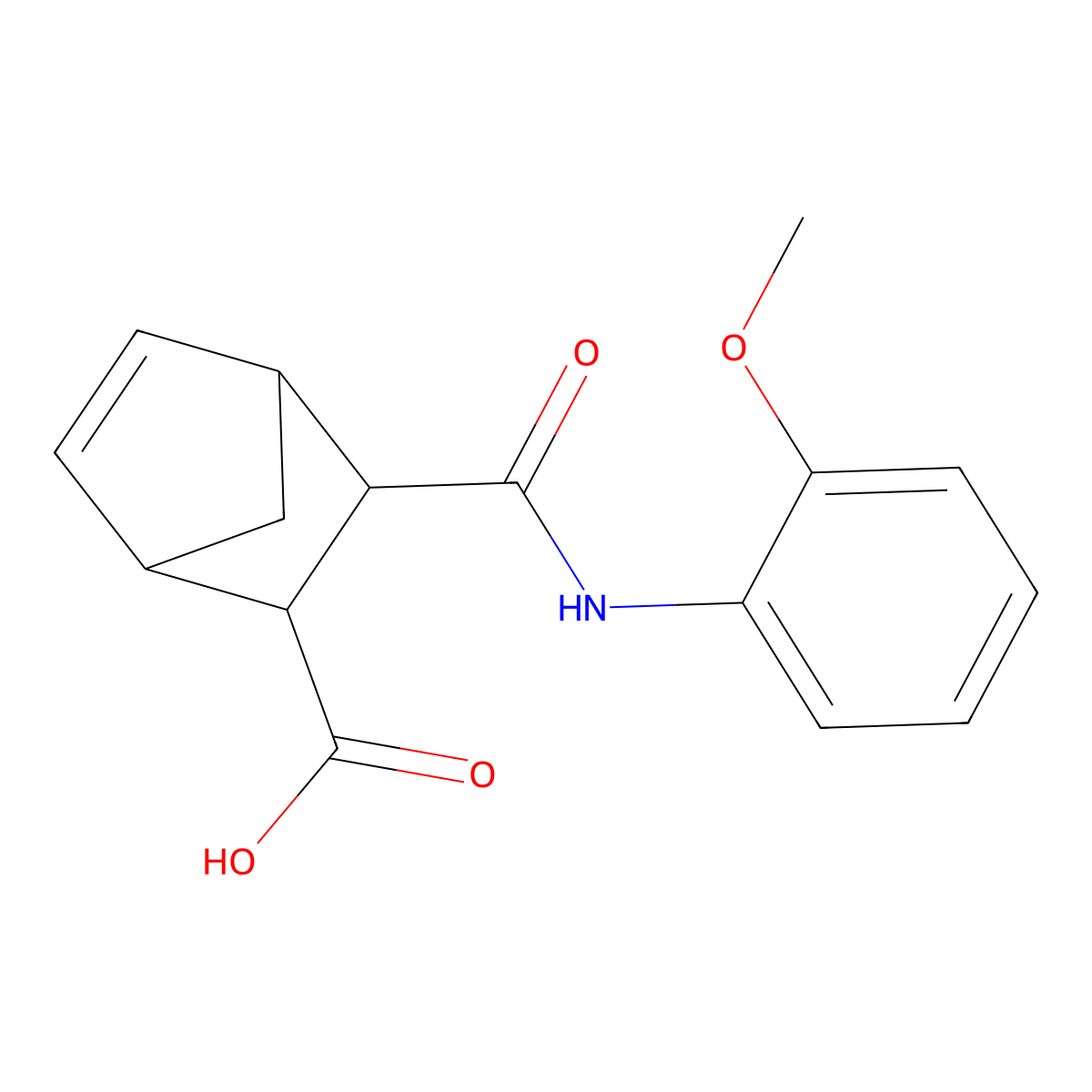 3-((2-Methoxyphenyl)carbamoyl)bicyclo[2.2.1]hept-5-ene-2-carboxylic acid molecular structure, CAS 61894-11-9