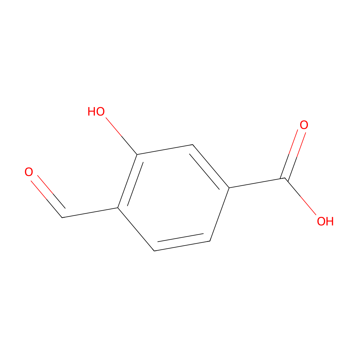 4-Formyl-3-hydroxybenzoic acid molecular structure, CAS 619-12-5