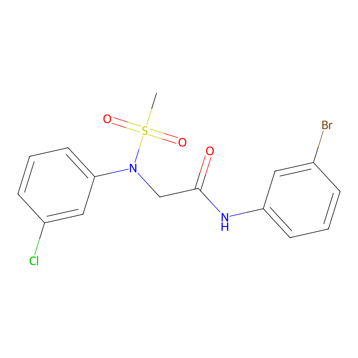 N-(3-bromophenyl)-2-(3-chloro-N-methylsulfonylanilino)acetamide molecular structure, CAS 6190-80-3
