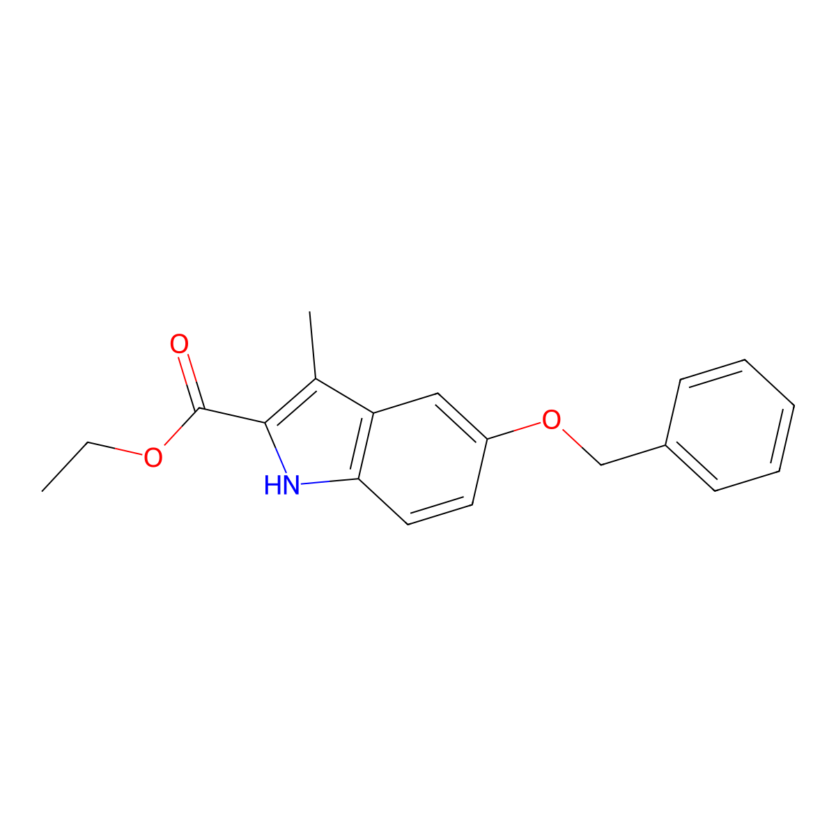 Ethyl 5-(benzyloxy)-3-methyl-1H-indole-2-carboxylate molecular structure, CAS 61905-89-3