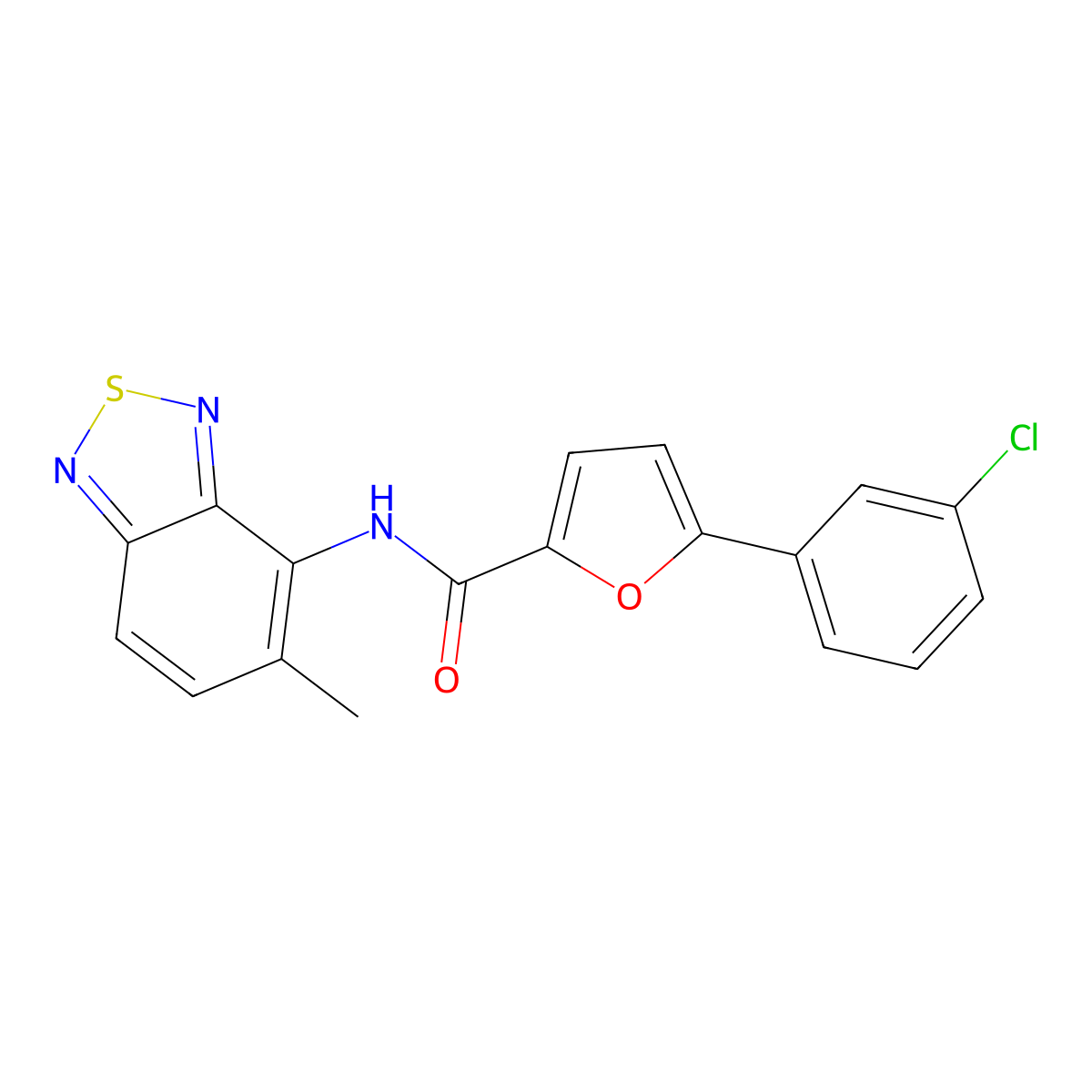 5-(3-chlorophenyl)-N-(5-methyl-2,1,3-benzothiadiazol-4-yl)furan-2-carboxamide molecular structure, CAS 6191-69-1