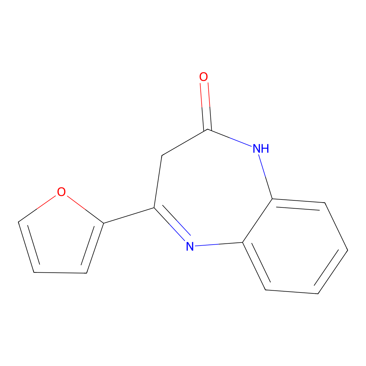 4-(Furan-2-yl)-1,3-dihydro-1,5-benzodiazepin-2-one molecular structure, CAS 61911-84-0