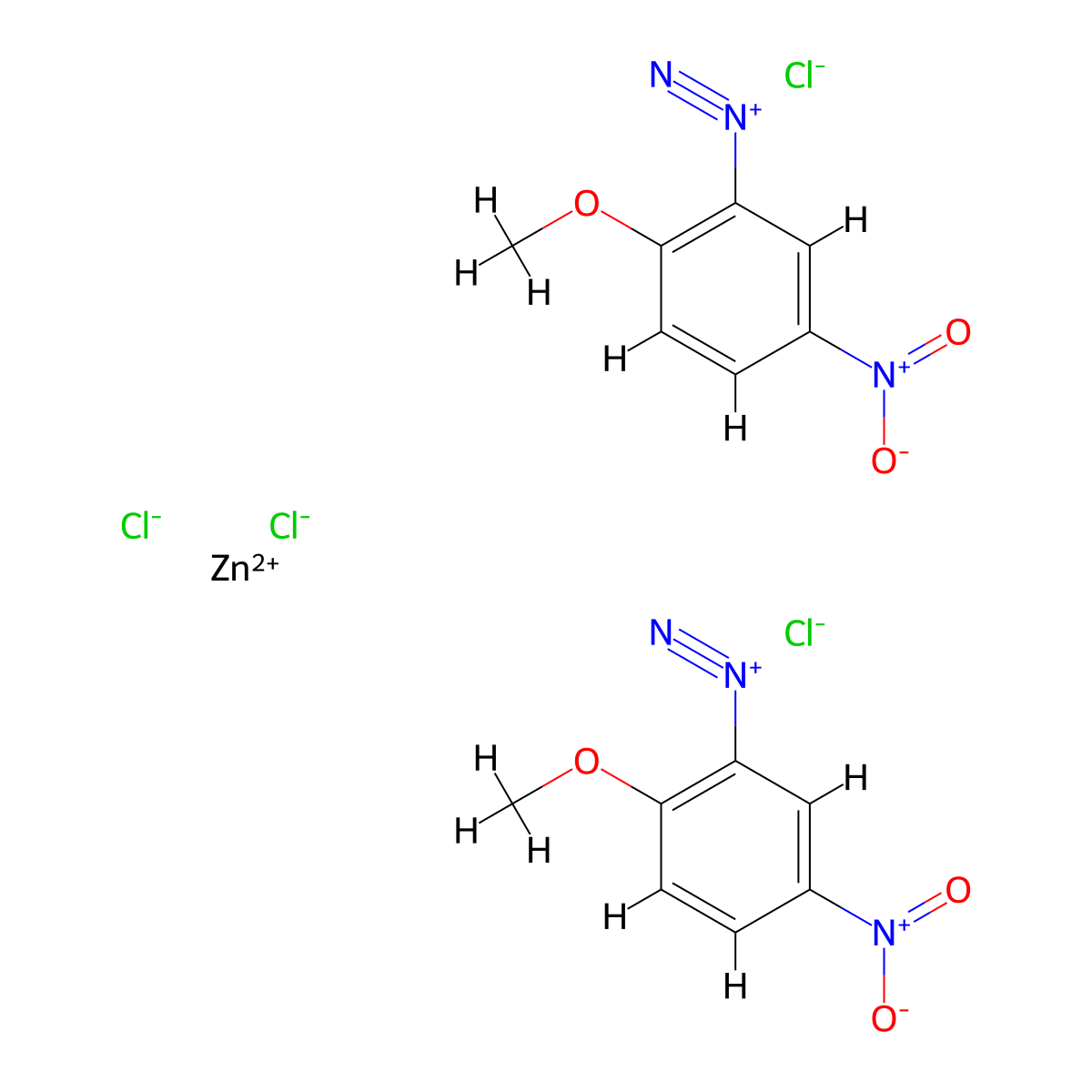 Benzenediazonium, 2-methoxy-5-nitro-, (T-4)-tetrachlorozincate(2-) (2:1) molecular structure, CAS 61919-18-4