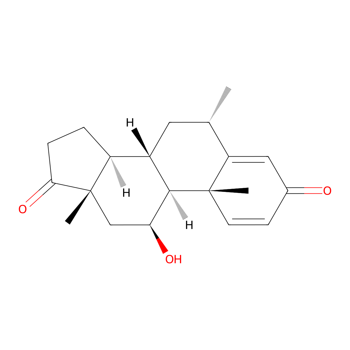 11beta-Hydroxy-6alpha-methylandrosta-1,4-diene-3,17-dione molecular structure, CAS 61919-52-6