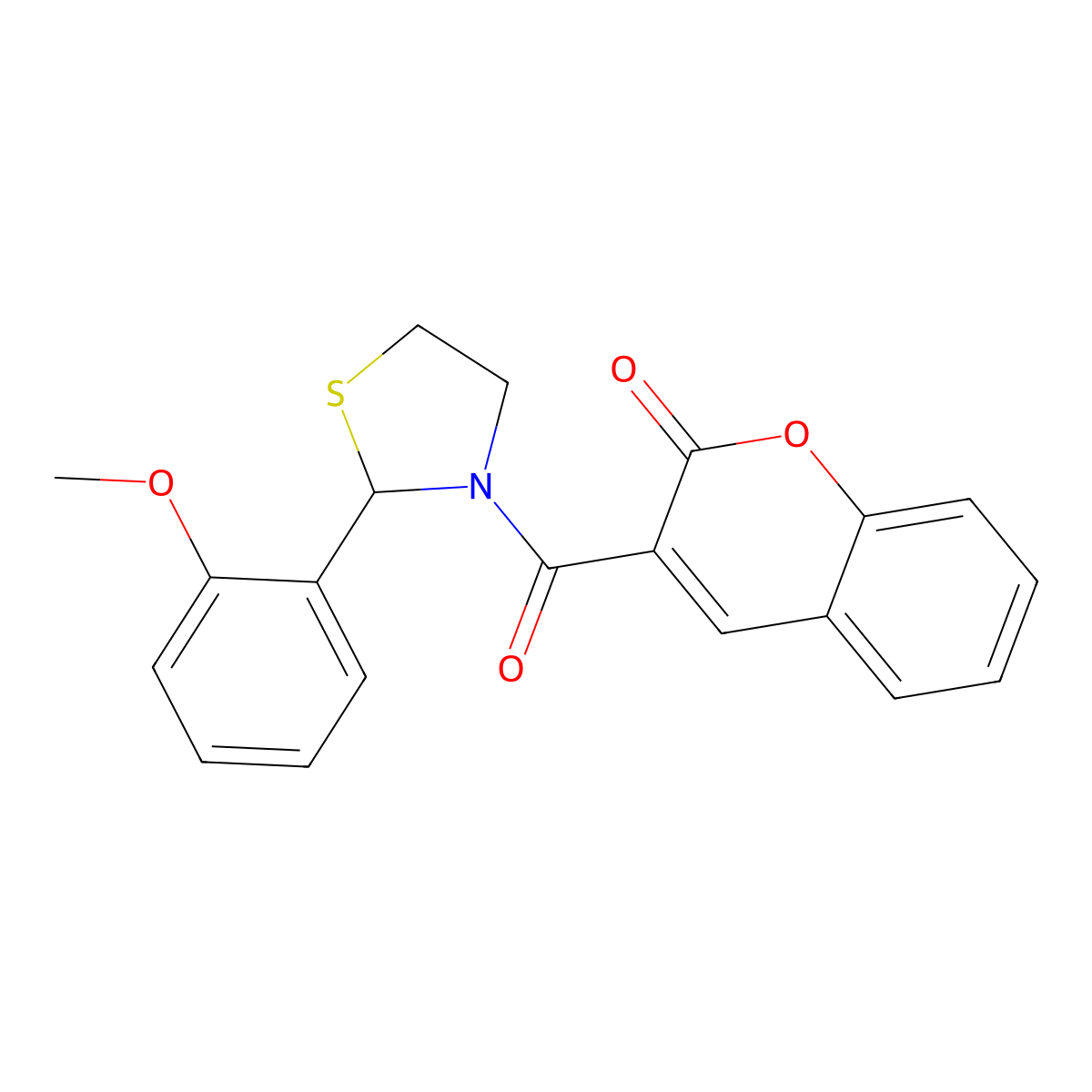 3-[2-(2-Methoxyphenyl)-1,3-thiazolidine-3-carbonyl]chromen-2-one molecular structure, CAS 6192-34-3