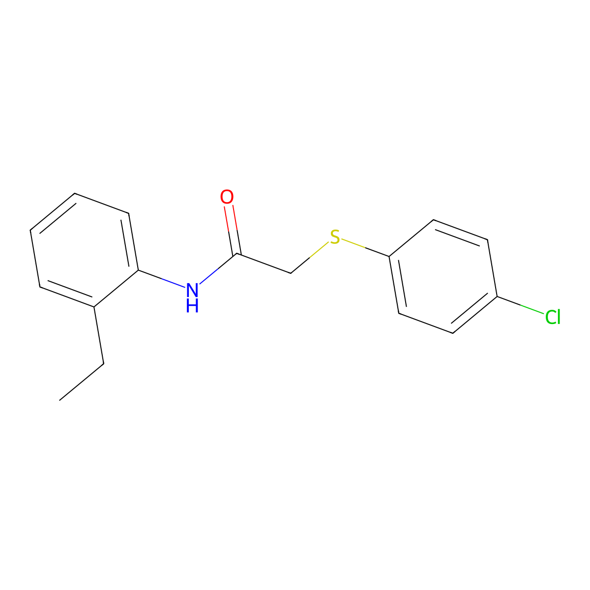 2-(4-chlorophenyl)sulfanyl-N-(2-ethylphenyl)acetamide molecular structure, CAS 6192-79-6