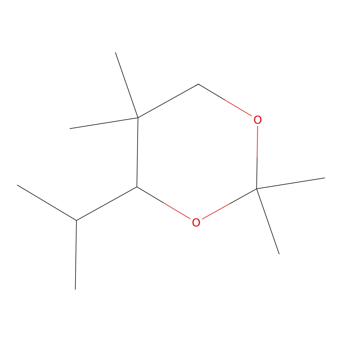 1,3-Dioxane, 2,2,5,5-tetramethyl-4-(1-methylethyl)- molecular structure, CAS 61920-45-4