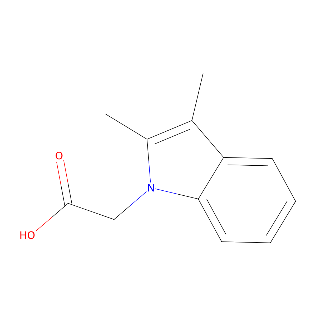 1H-Indole-1-acetic acid, 2,3-dimethyl- molecular structure, CAS 61921-96-8