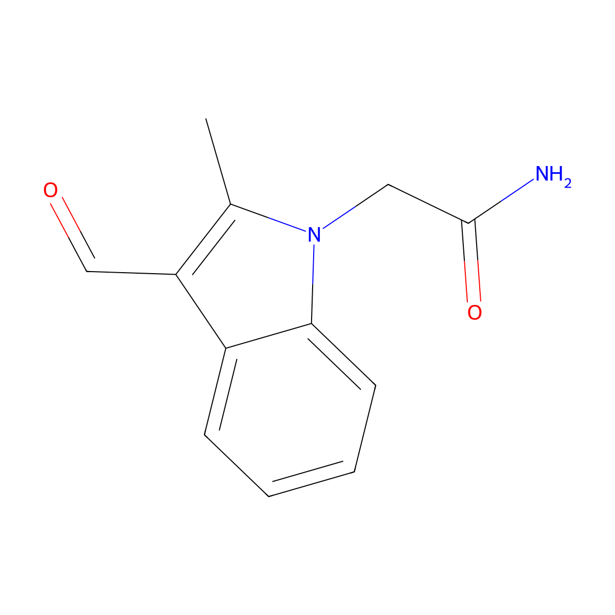 2-(3-Formyl-2-methyl-1H-indol-1-yl)acetamide molecular structure, CAS 61922-00-7