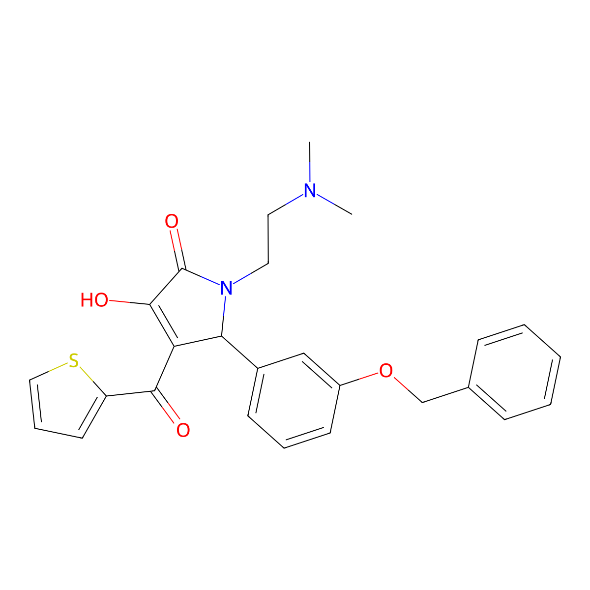 1-[2-(Dimethylamino)ethyl]-4-hydroxy-2-(3-phenylmethoxyphenyl)-3-(thiophene-2-carbonyl)-2H-pyrrol-5-one molecular structure, CAS 619271-77-1