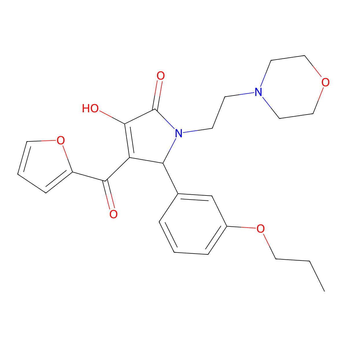 4-(2-furoyl)-3-hydroxy-1-[2-(4-morpholinyl)ethyl]-5-(3-propoxyphenyl)-1,5-dihydro-2H-pyrrol-2-one molecular structure, CAS 619272-33-2