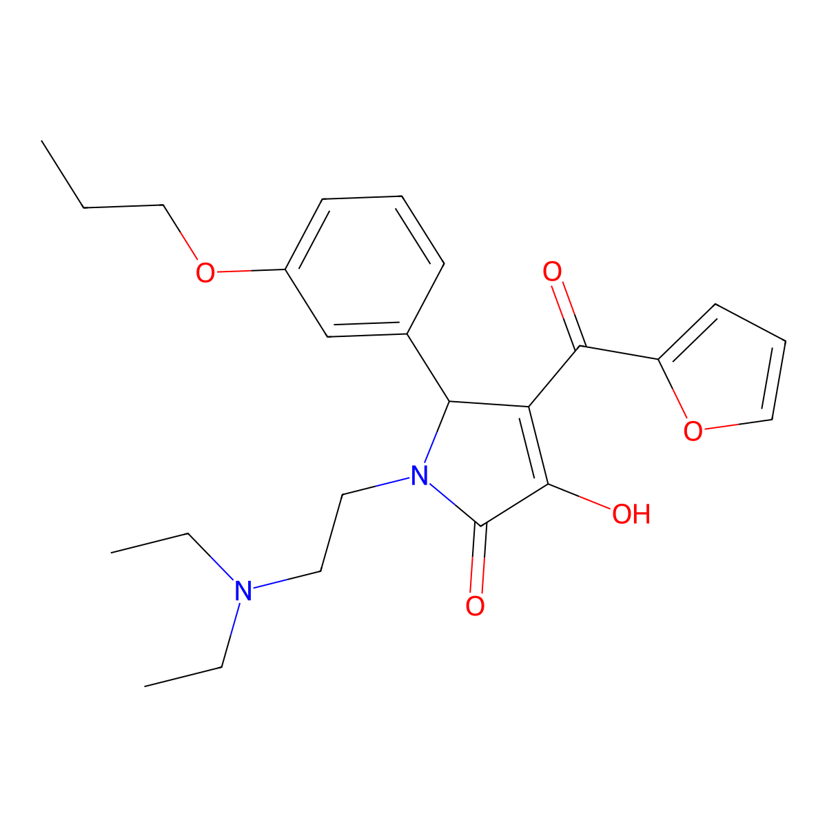 1-(2-(diethylamino)ethyl)-4-(furan-2-carbonyl)-3-hydroxy-5-(3-propoxyphenyl)-1H-pyrrol-2(5H)-one molecular structure, CAS 619272-35-4