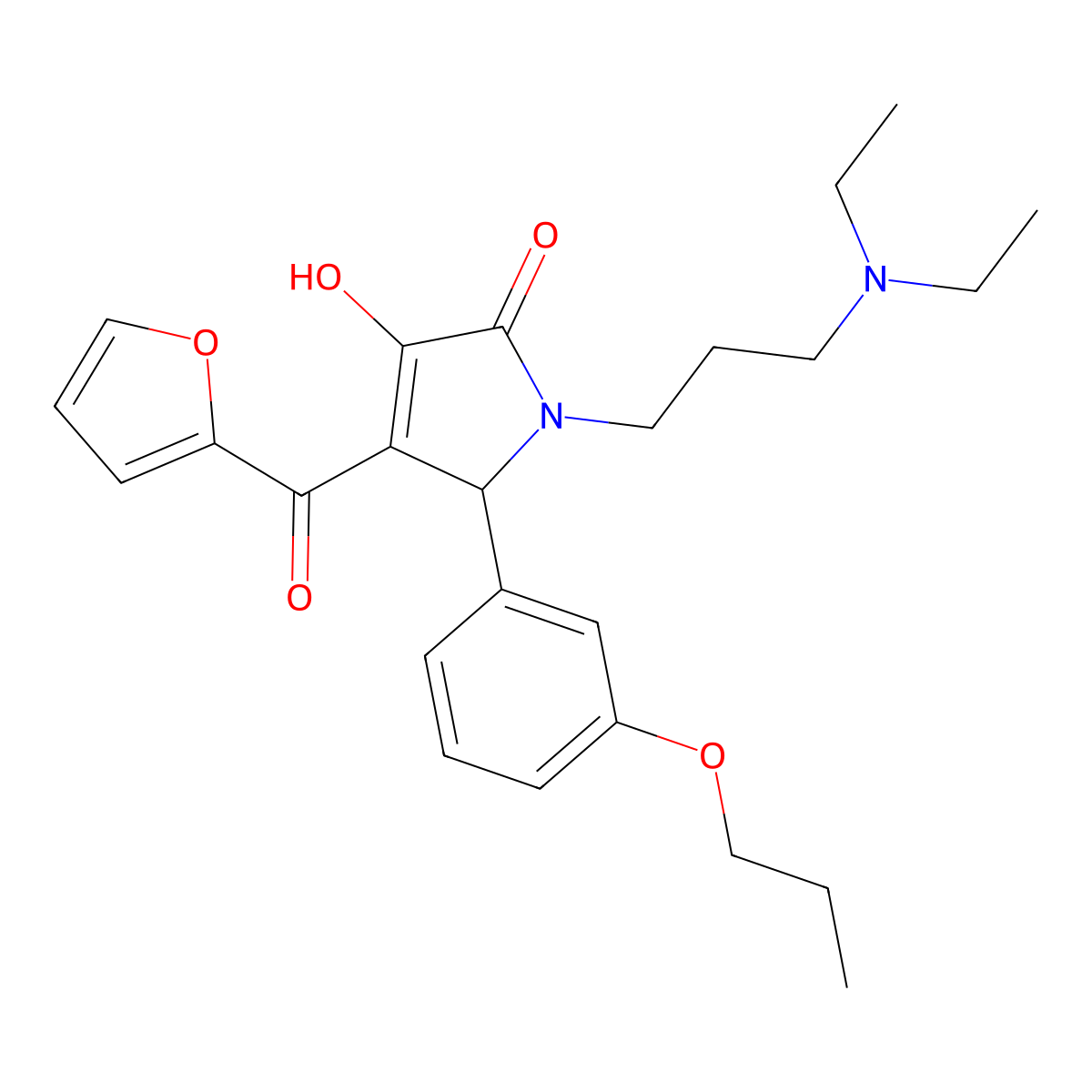 1-(3-(diethylamino)propyl)-4-(furan-2-carbonyl)-3-hydroxy-5-(3-propoxyphenyl)-1H-pyrrol-2(5H)-one molecular structure, CAS 619272-79-6