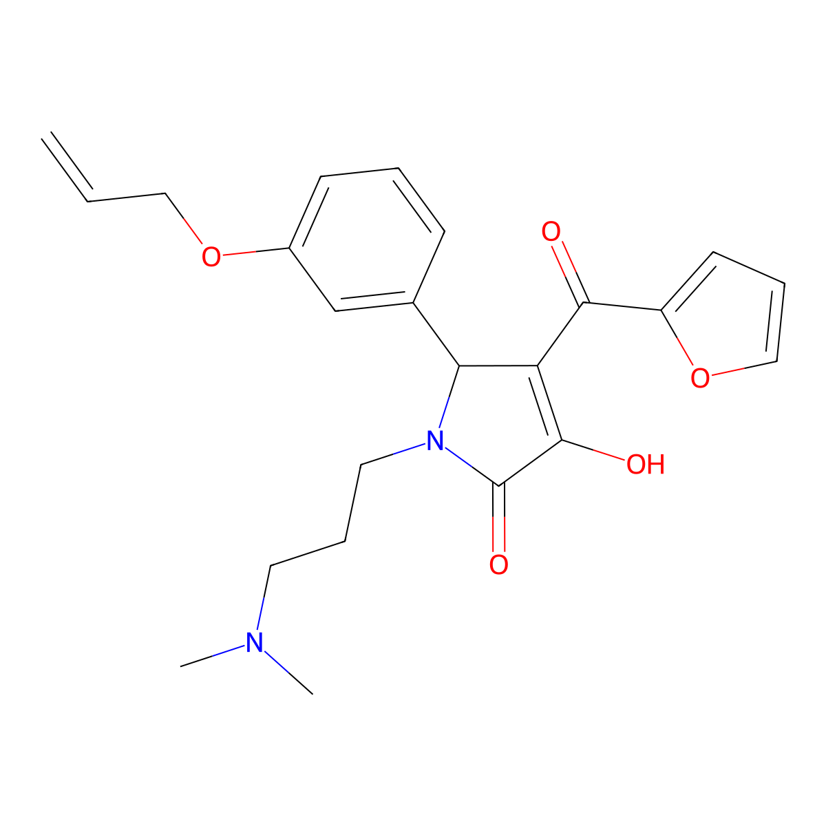 5-(3-(allyloxy)phenyl)-1-(3-(dimethylamino)propyl)-4-(furan-2-carbonyl)-3-hydroxy-1H-pyrrol-2(5H)-one molecular structure, CAS 619272-98-9