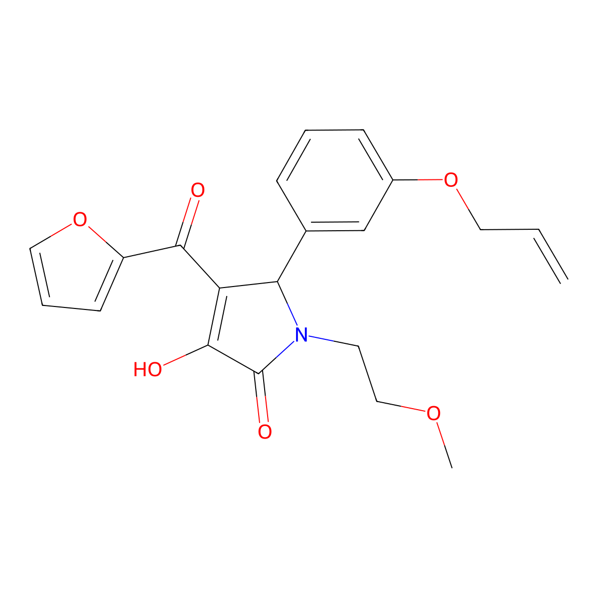 5-[3-(allyloxy)phenyl]-4-(2-furylcarbonyl)-3-hydroxy-1-(2-methoxyethyl)-1,5-dihydro-2H-pyrrol-2-one molecular structure, CAS 619273-00-6