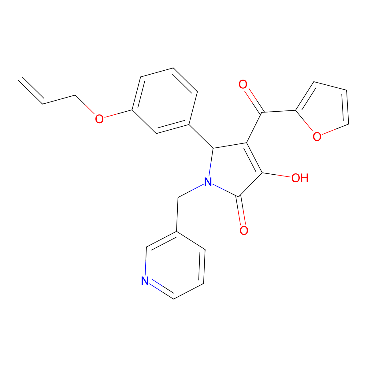 5-(3-Allyloxy-phenyl)-4-(furan-2-carbonyl)-3-hydroxy-1-pyridin-3-ylmethyl-1,5-dihydro-pyrrol-2-one molecular structure, CAS 619273-18-6