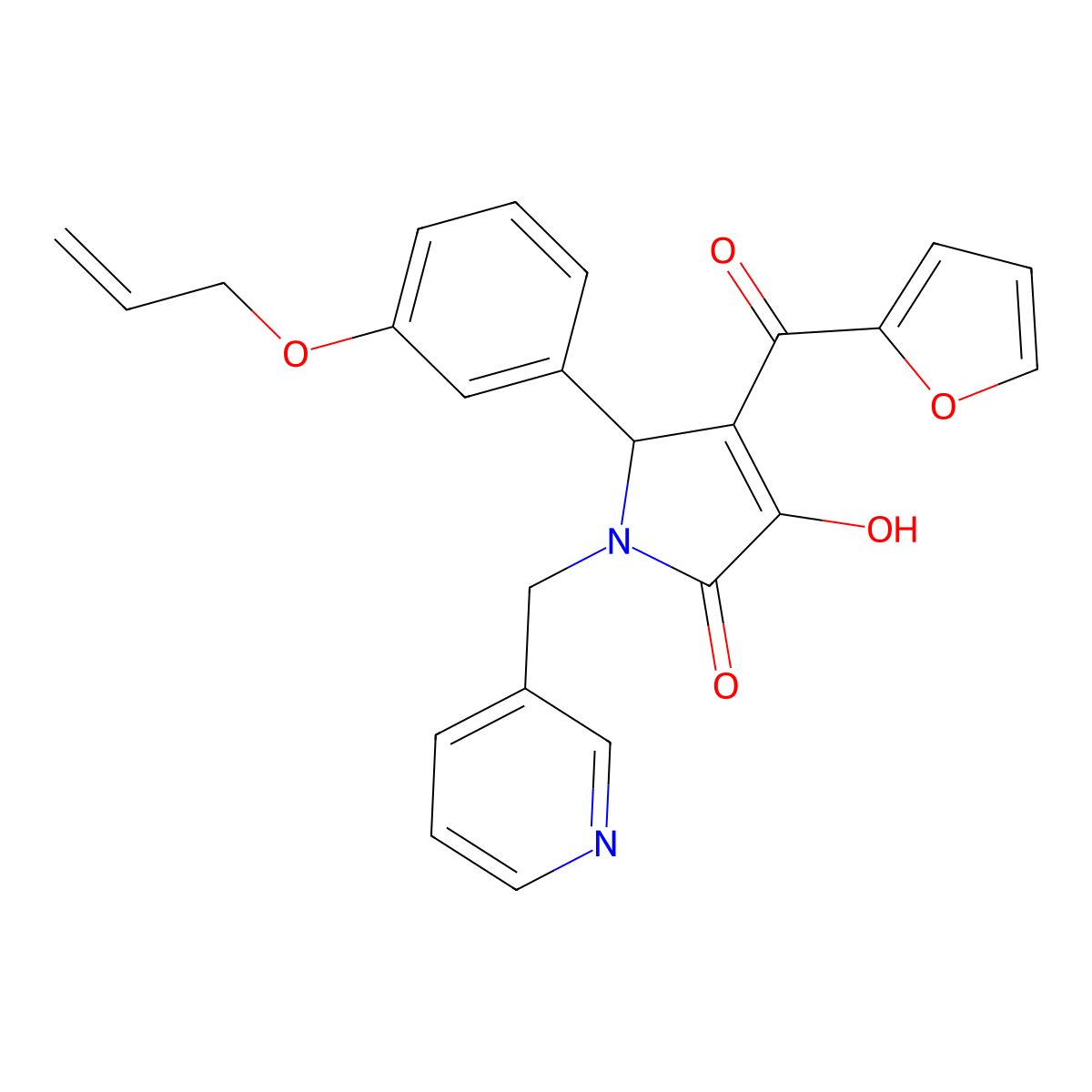 5-(3-Allyloxy-phenyl)-4-(furan-2-carbonyl)-3-hydroxy-1-pyridin-3-ylmethyl-1,5-dihydro-pyrrol-2-one molecular structure, CAS 619273-18-6