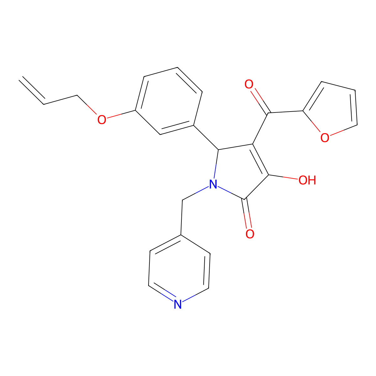 5-(3-Allyloxy-phenyl)-4-(furan-2-carbonyl)-3-hydroxy-1-pyridin-4-ylmethyl-1,5-dihydro-pyrrol-2-one molecular structure, CAS 619273-22-2