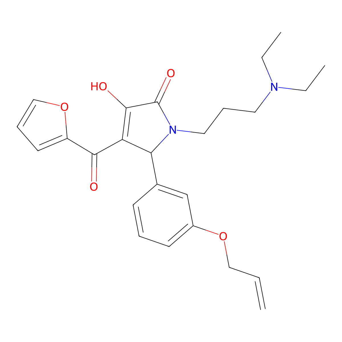 5-(3-(allyloxy)phenyl)-1-(3-(diethylamino)propyl)-4-(furan-2-carbonyl)-3-hydroxy-1H-pyrrol-2(5H)-one molecular structure, CAS 619273-52-8