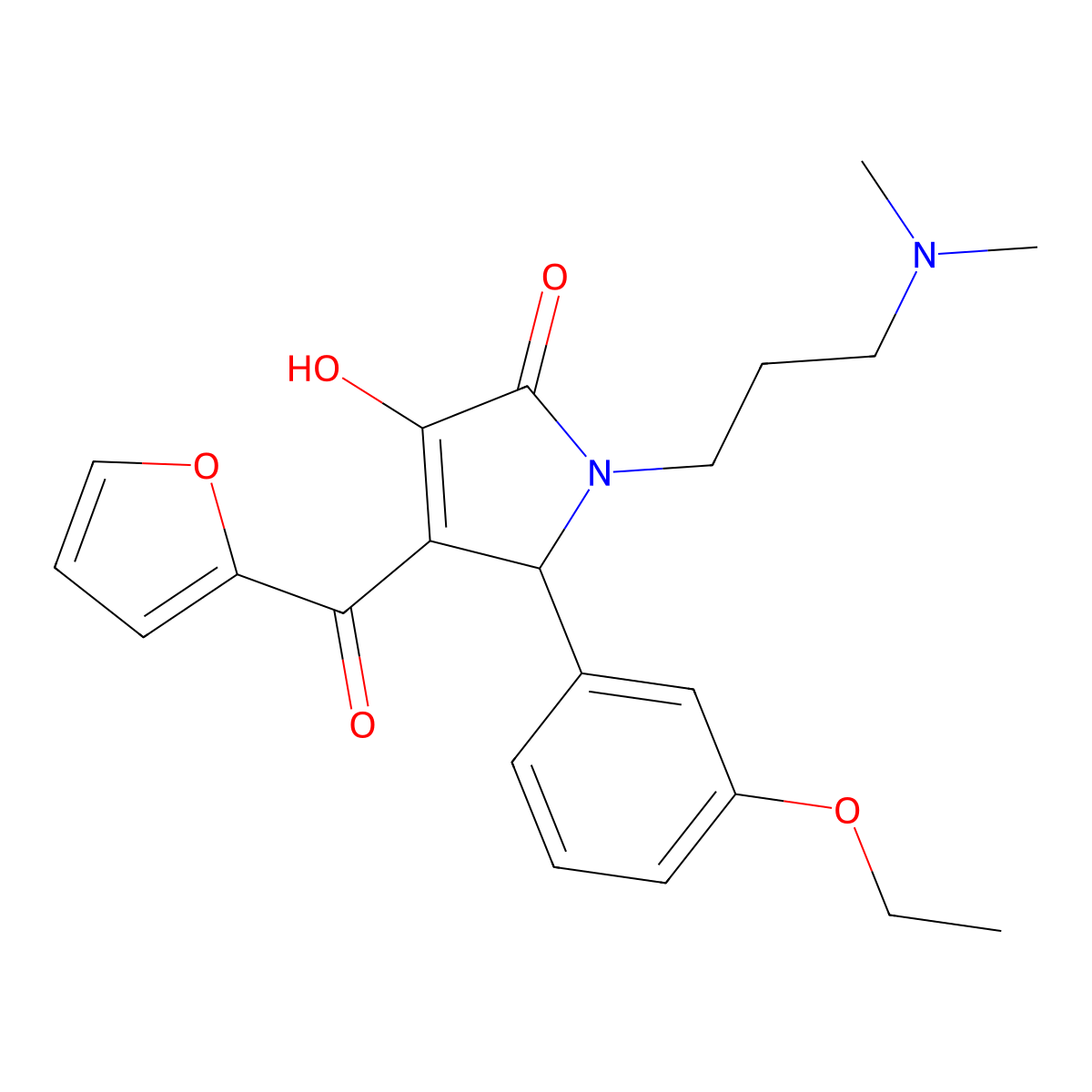 1-[3-(dimethylamino)propyl]-5-(3-ethoxyphenyl)-4-(furan-2-ylcarbonyl)-3-hydroxy-1,5-dihydro-2H-pyrrol-2-one molecular structure, CAS 619274-30-5