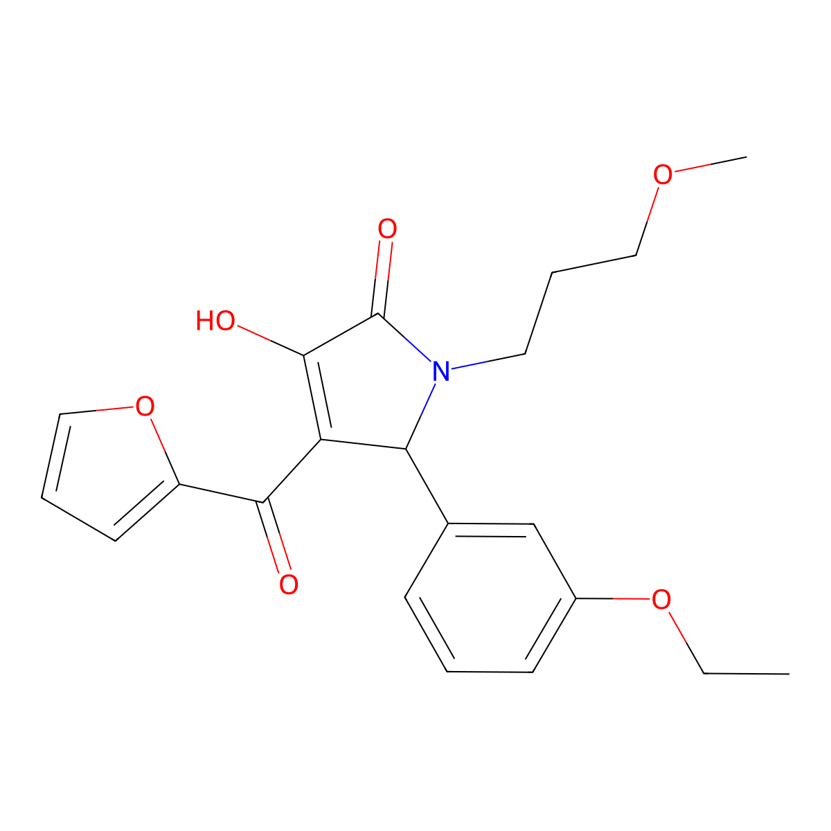 5-(3-ethoxyphenyl)-4-(2-furylcarbonyl)-3-hydroxy-1-(3-methoxypropyl)-1,5-dihydro-2H-pyrrol-2-one molecular structure, CAS 619274-34-9