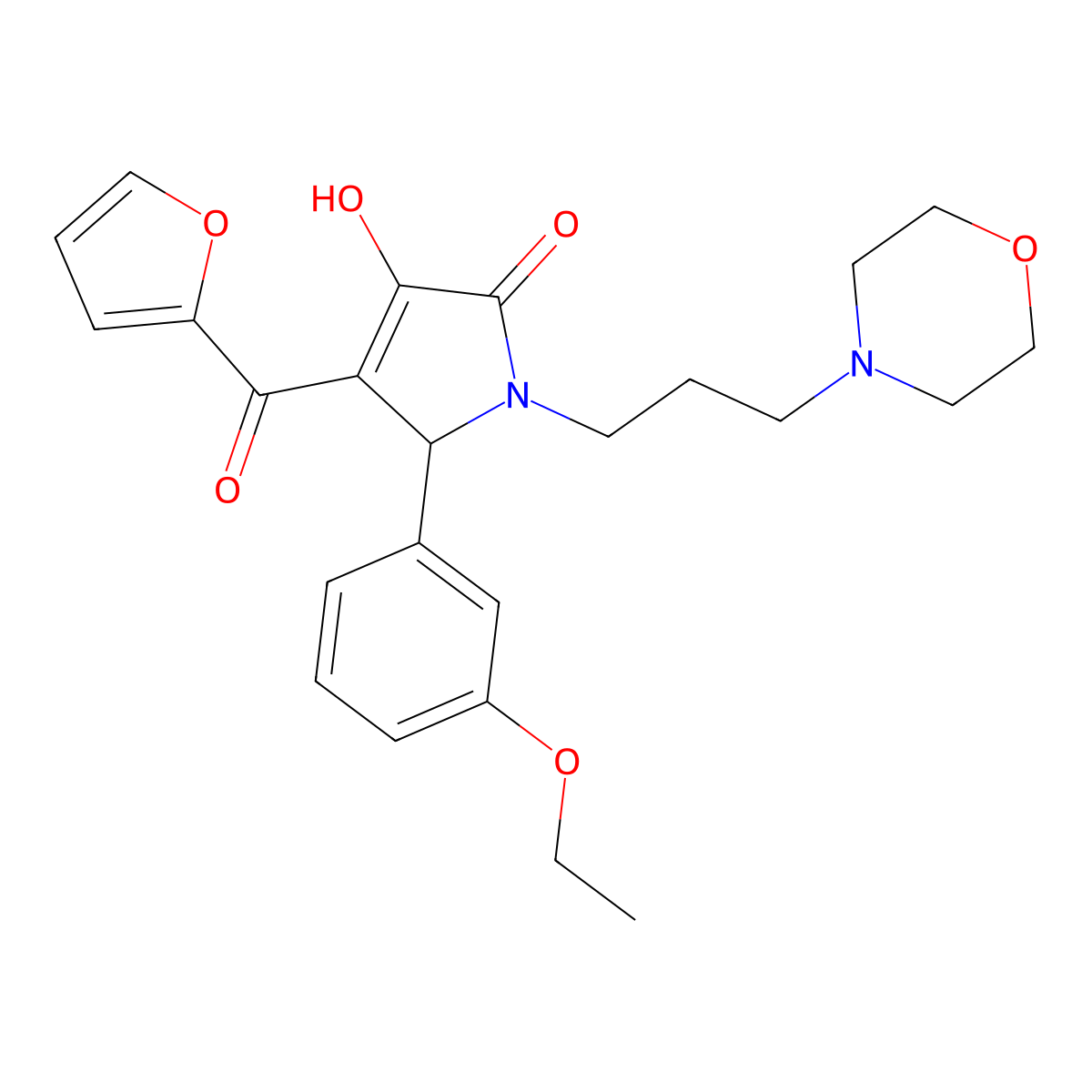 5-(3-ethoxyphenyl)-4-(furan-2-ylcarbonyl)-3-hydroxy-1-[3-(morpholin-4-yl)propyl]-1,5-dihydro-2H-pyrrol-2-one molecular structure, CAS 619274-38-3