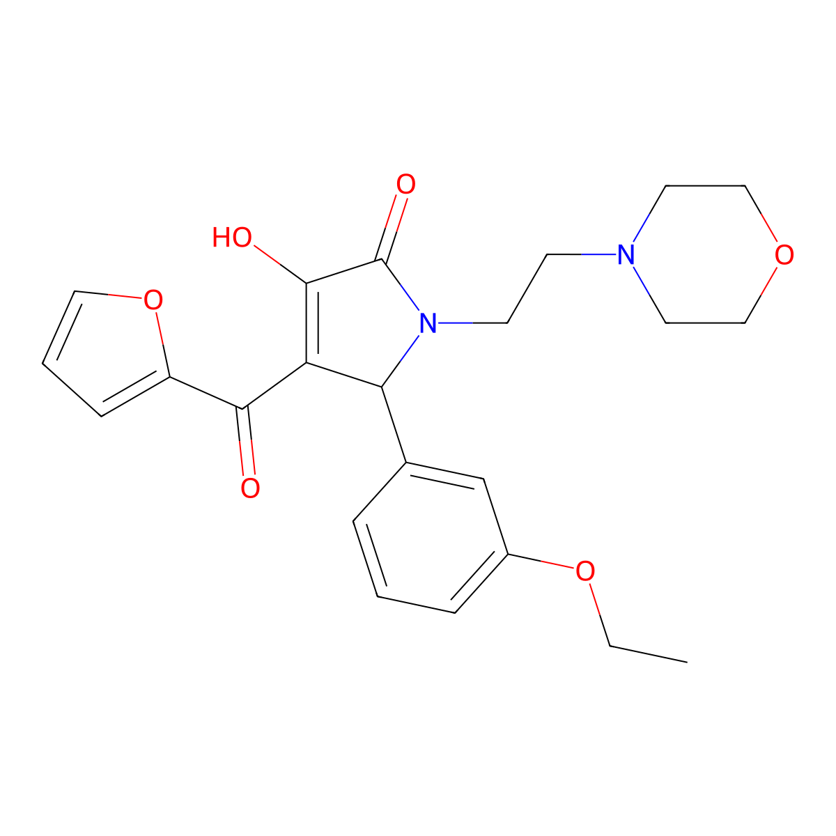 5-(3-ethoxyphenyl)-4-(furan-2-carbonyl)-3-hydroxy-1-[2-(morpholin-4-yl)ethyl]-2,5-dihydro-1H-pyrrol-2-one molecular structure, CAS 619274-40-7