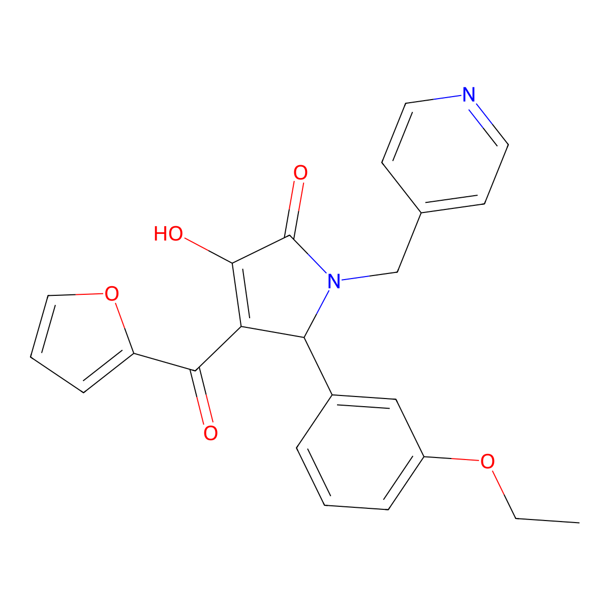 5-(3-Ethoxy-phenyl)-4-(furan-2-carbonyl)-3-hydroxy-1-pyridin-4-ylmethyl-1,5-dihydro-pyrrol-2-one molecular structure, CAS 619274-55-4