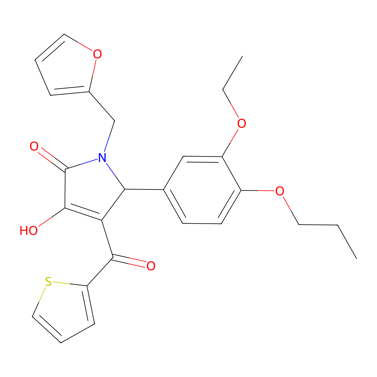 5-(3-ethoxy-4-propoxyphenyl)-1-(2-furylmethyl)-3-hydroxy-4-(2-thienylcarbonyl)-1,5-dihydro-2H-pyrrol-2-one molecular structure, CAS 619274-60-1