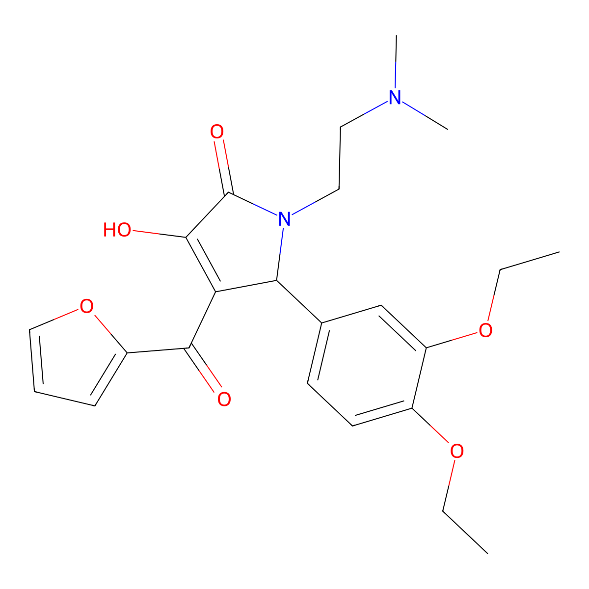 5-(3,4-diethoxyphenyl)-1-(2-(dimethylamino)ethyl)-4-(furan-2-carbonyl)-3-hydroxy-1H-pyrrol-2(5H)-one molecular structure, CAS 619279-32-2