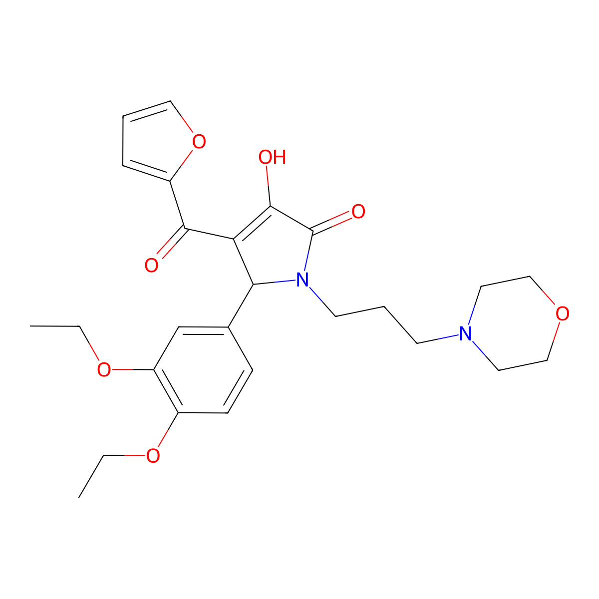 5-(3,4-Diethoxyphenyl)-4-(2-furylcarbonyl)-3-hydroxy-1-(3-morpholin-4-ylpropyl)-3-pyrrolin-2-one molecular structure, CAS 619279-37-7