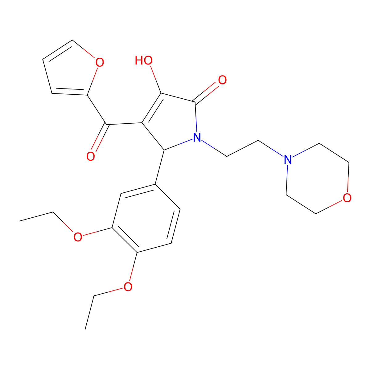 5-(3,4-Diethoxyphenyl)-4-(2-furylcarbonyl)-3-hydroxy-1-(2-morpholin-4-ylethyl)-3-pyrrolin-2-one molecular structure, CAS 619279-44-6