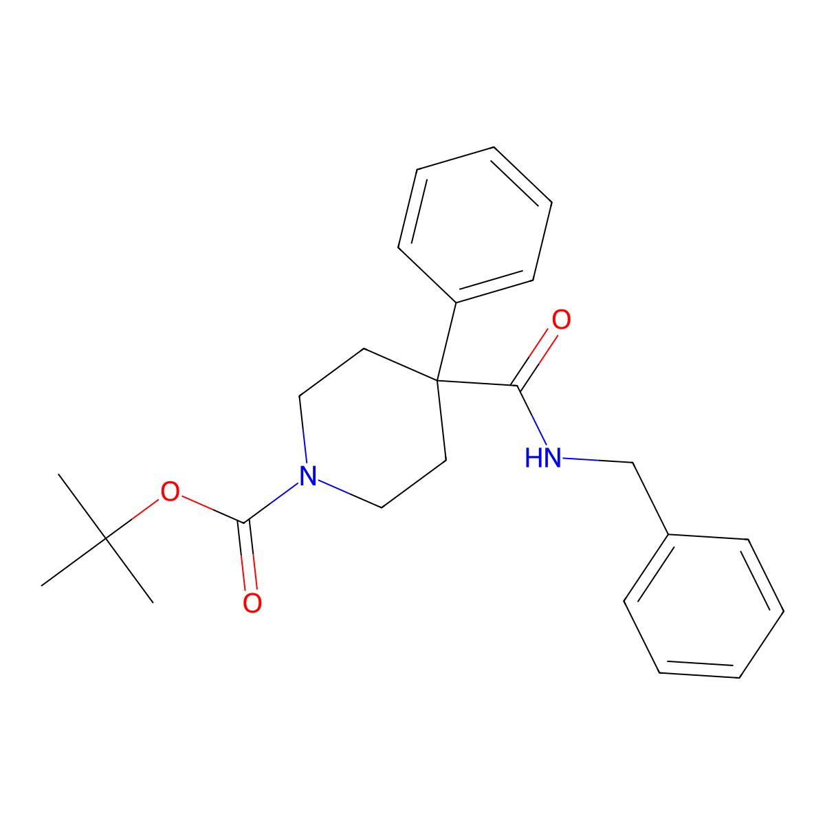 4-Benzylcarbamoyl-4-phenyl-piperidine-1-carboxylic acid tert-butyl ester molecular structure, CAS 619280-93-2