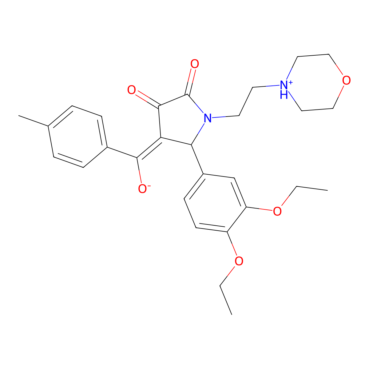 5-(3,4-diethoxyphenyl)-3-hydroxy-4-(4-methylbenzoyl)-1-[2-(morpholin-4-yl)ethyl]-2,5-dihydro-1H-pyrrol-2-one molecular structure, CAS 619283-40-8