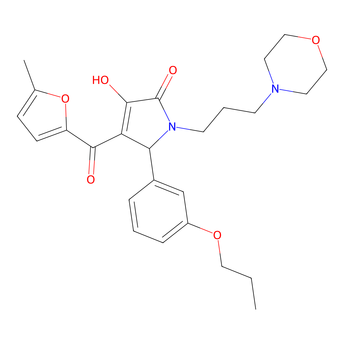 3-hydroxy-4-(5-methyl-2-furoyl)-1-[3-(4-morpholinyl)propyl]-5-(3-propoxyphenyl)-1,5-dihydro-2H-pyrrol-2-one molecular structure, CAS 619289-36-0