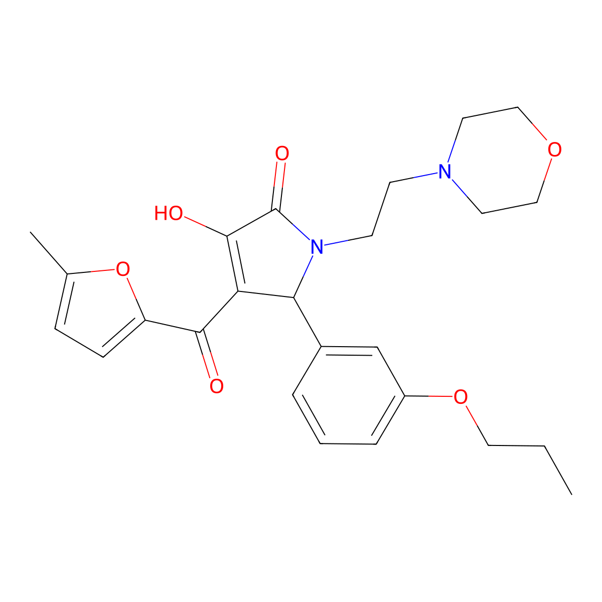 3-Hydroxy-4-[(5-methyl(2-furyl))carbonyl]-1-(2-morpholin-4-ylethyl)-5-(3-propo xyphenyl)-3-pyrrolin-2-one molecular structure, CAS 619289-38-2
