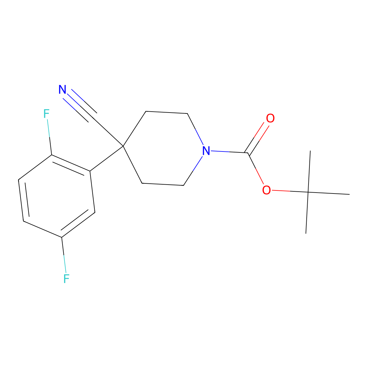 1-Boc-4-cyano-4-(2,5-difluorophenyl)-piperidine molecular structure, CAS 619292-29-4