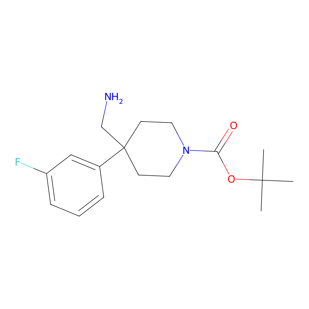 Tert-butyl 4-(aminomethyl)-4-(3-fluorophenyl)piperidine-1-carboxylate molecular structure, CAS 619292-31-8