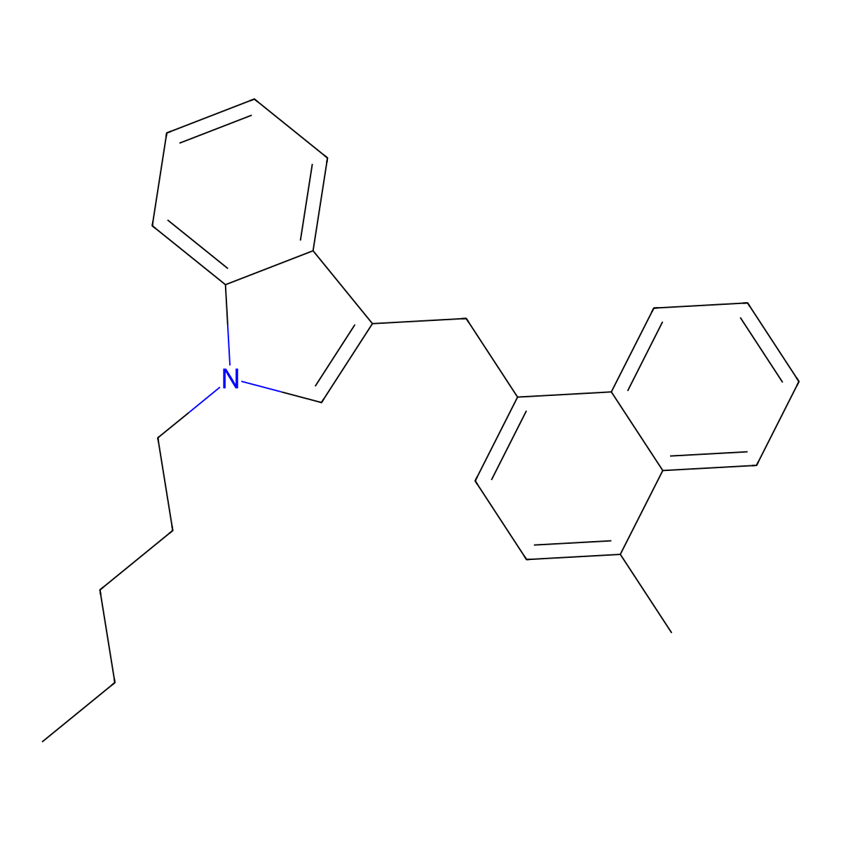 1H-Indole, 3-((4-methyl-1-naphthalenyl)methyl)-1-pentyl- molecular structure, CAS 619294-37-0