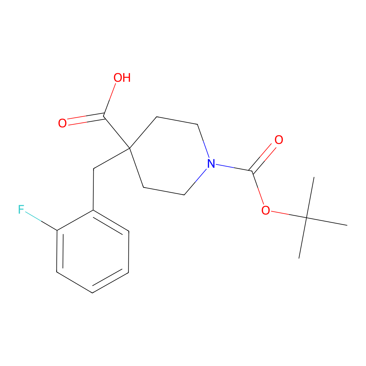 1-(tert-Butoxycarbonyl)-4-(2-fluorobenzyl)piperidine-4-carboxylic acid molecular structure, CAS 619295-68-0