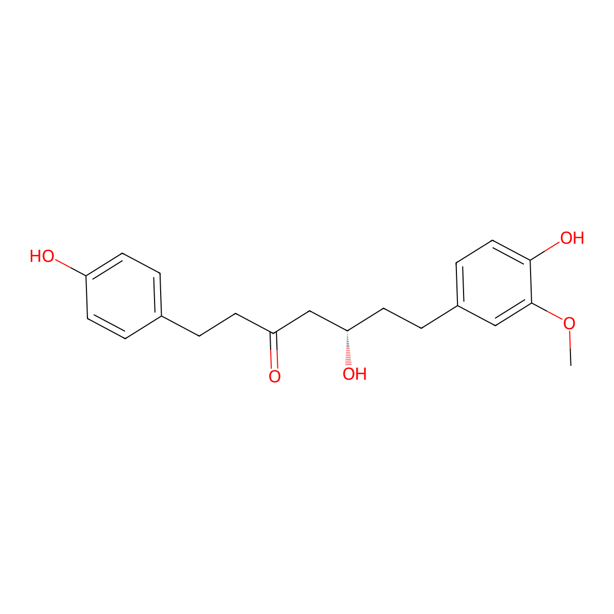 (S)-5-Hydroxy-7-(4-hydroxy-3-methoxyphenyl)-1-(4-hydroxyphenyl)heptan-3-one molecular structure, CAS 619297-56-2