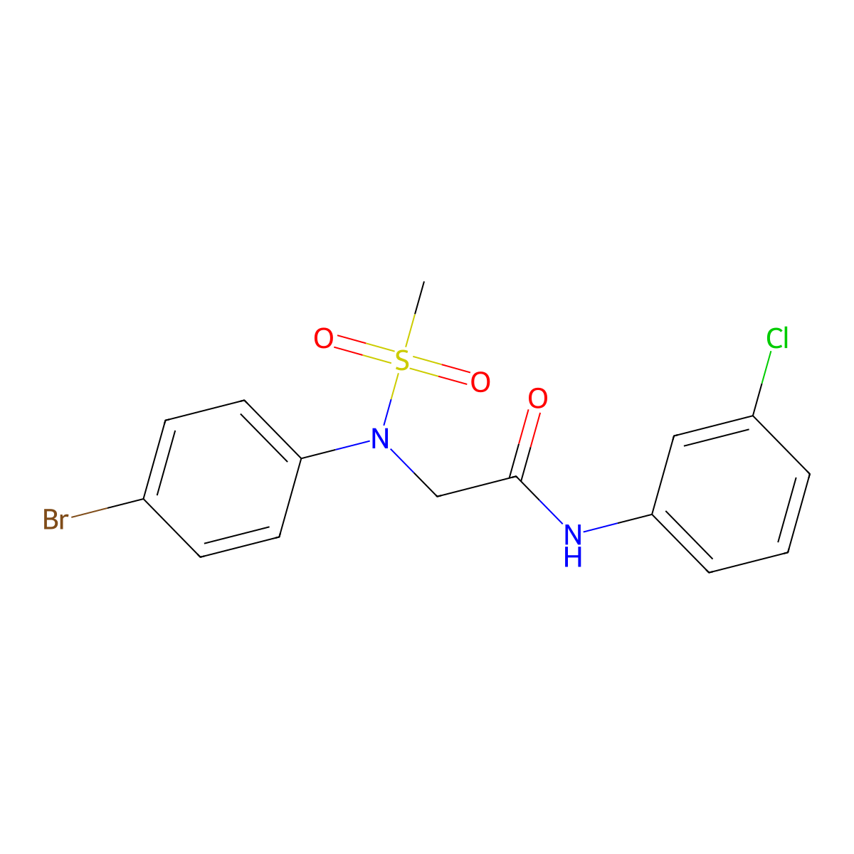 2-(4-bromo-N-methylsulfonylanilino)-N-(3-chlorophenyl)acetamide molecular structure, CAS 6193-83-5