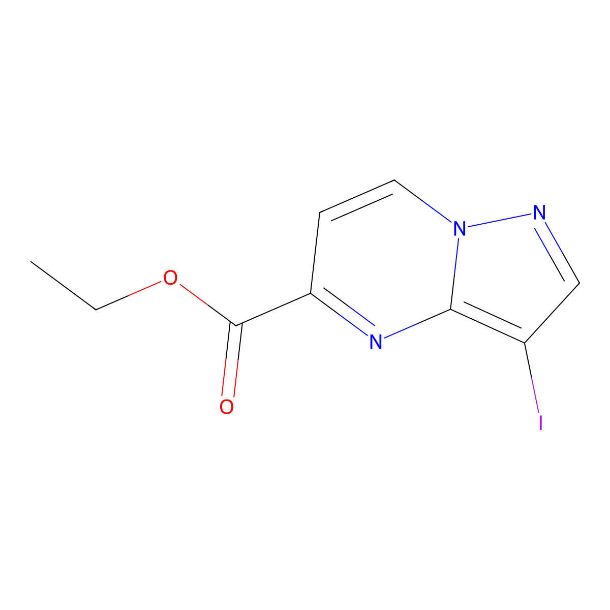 Ethyl 3-iodopyrazolo[1,5-a]pyrimidine-5-carboxylate molecular structure, CAS 619306-84-2