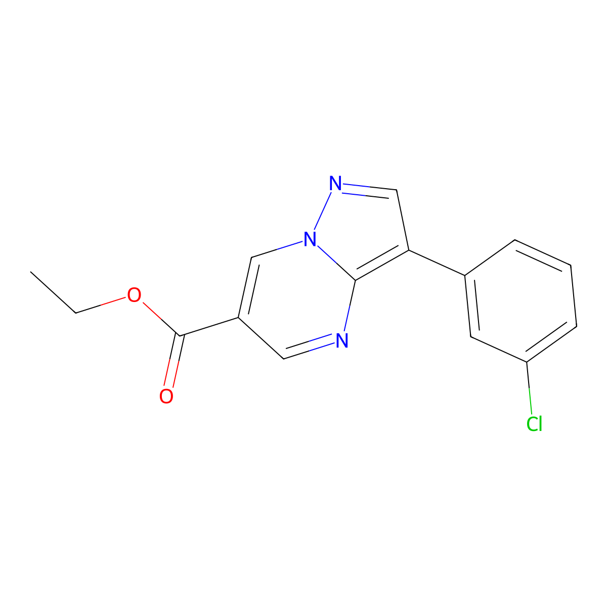 Ethyl 3-(3-chlorophenyl)pyrazolo[1,5-a]pyrimidine-6-carboxylate molecular structure, CAS 619306-95-5