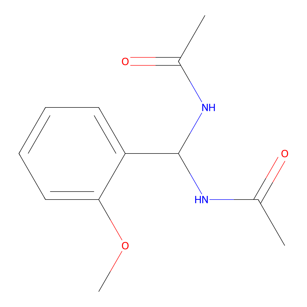 N-[acetamido-(2-methoxyphenyl)methyl]acetamide molecular structure, CAS 619310-08-6
