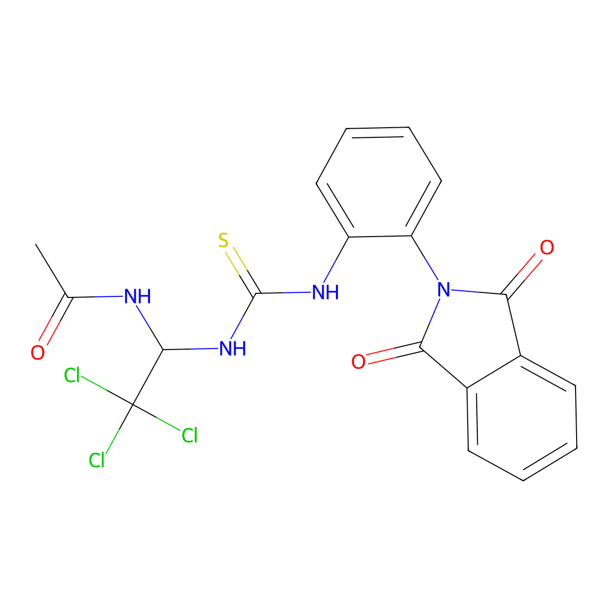 N-[2,2,2-trichloro-1-[[2-(1,3-dioxoisoindol-2-yl)phenyl]carbamothioylamino]ethyl]acetamide molecular structure, CAS 619310-28-0