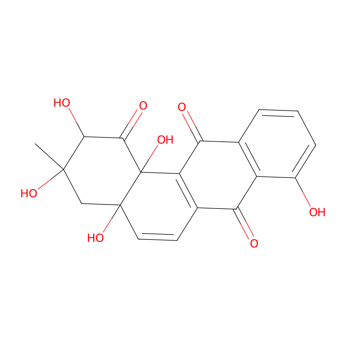 2,3,4a,8,12b-Pentahydroxy-3-methyl-3,4,4a,12b-tetrahydrotetraphene-1,7,12(2H)-trione molecular structure, CAS 61932-77-2