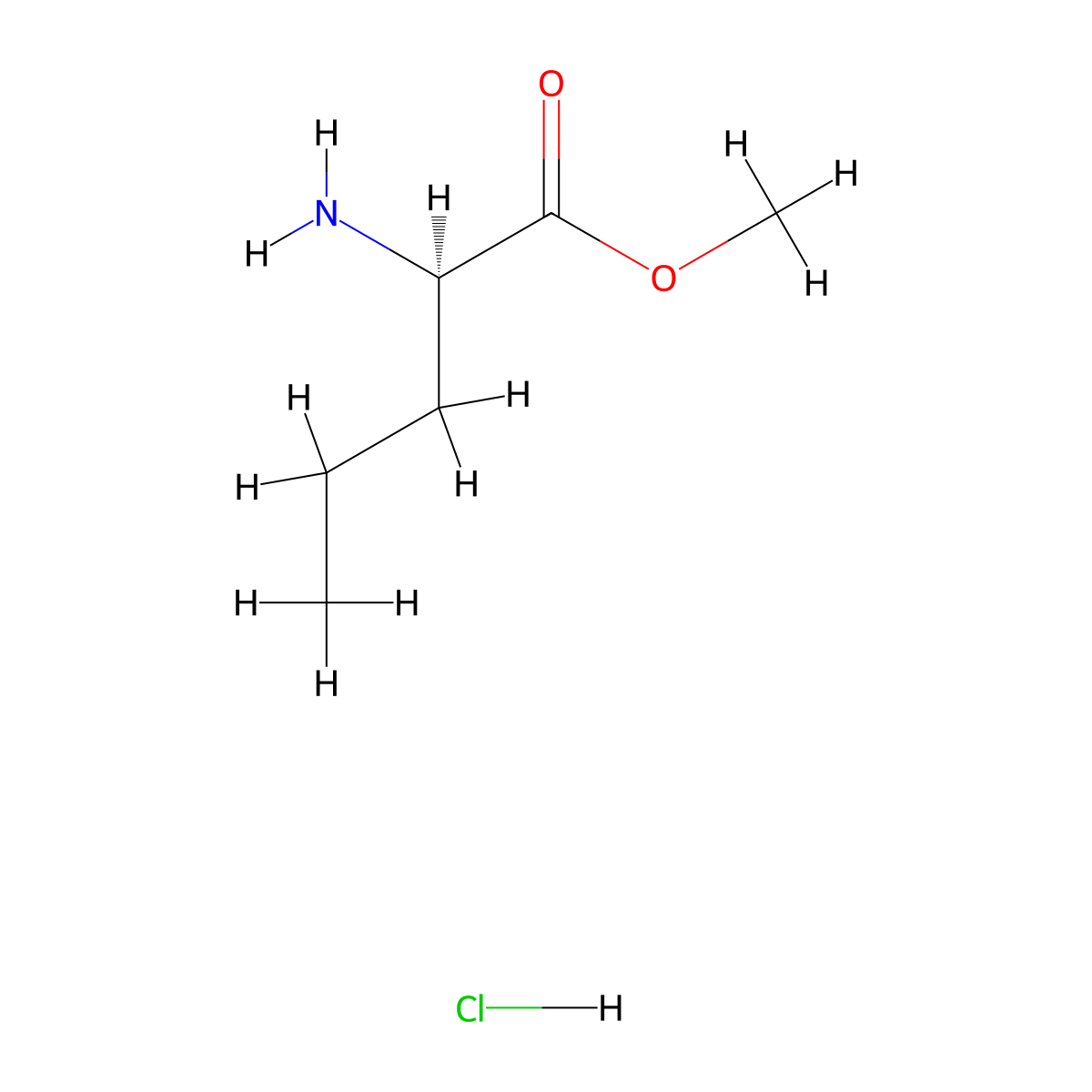 methyl (2R)-2-aminopentanoate hydrochloride molecular structure, CAS 619330-91-5