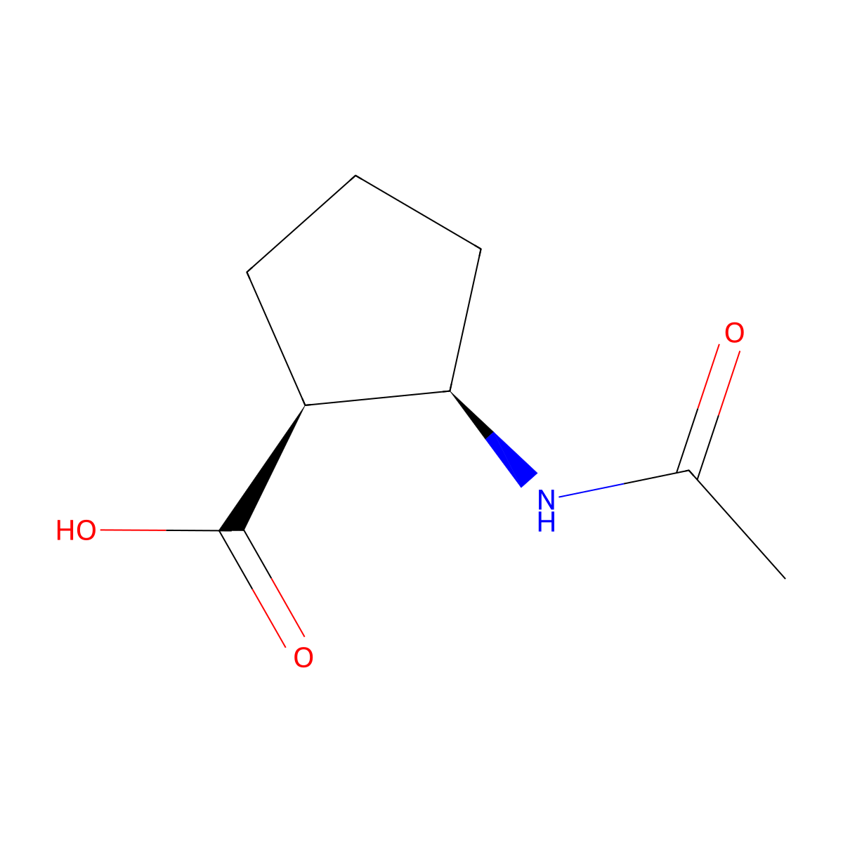 rac-(1R,2S)-2-acetamidocyclopentane-1-carboxylic acid molecular structure, CAS 61936-38-7